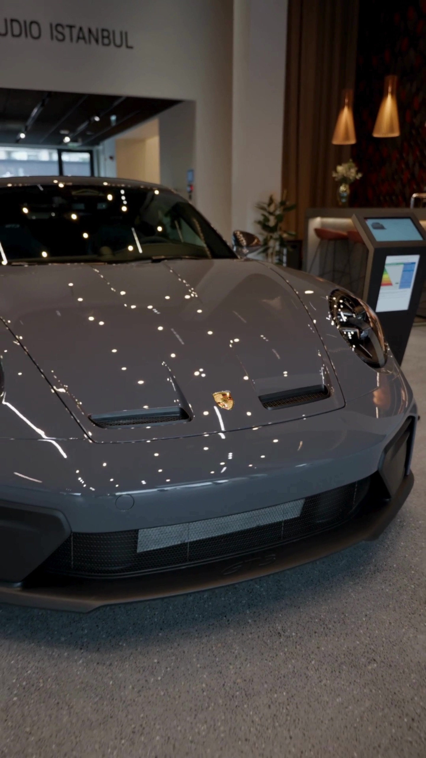 Front of a 911 GT3 inside the studio