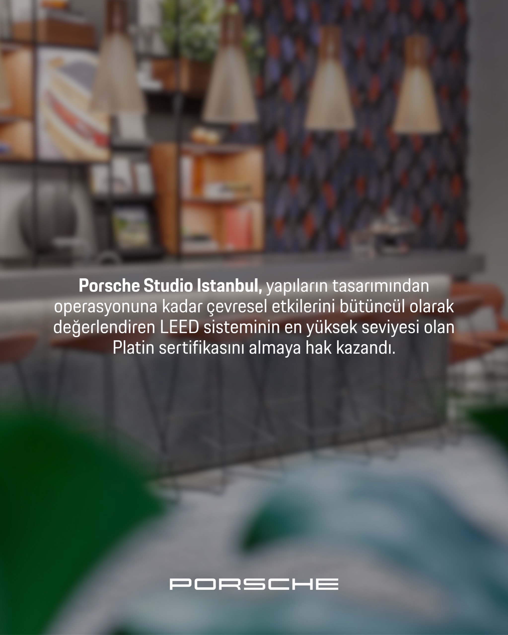 Studio façade with the LEED Platinum announcement, 2