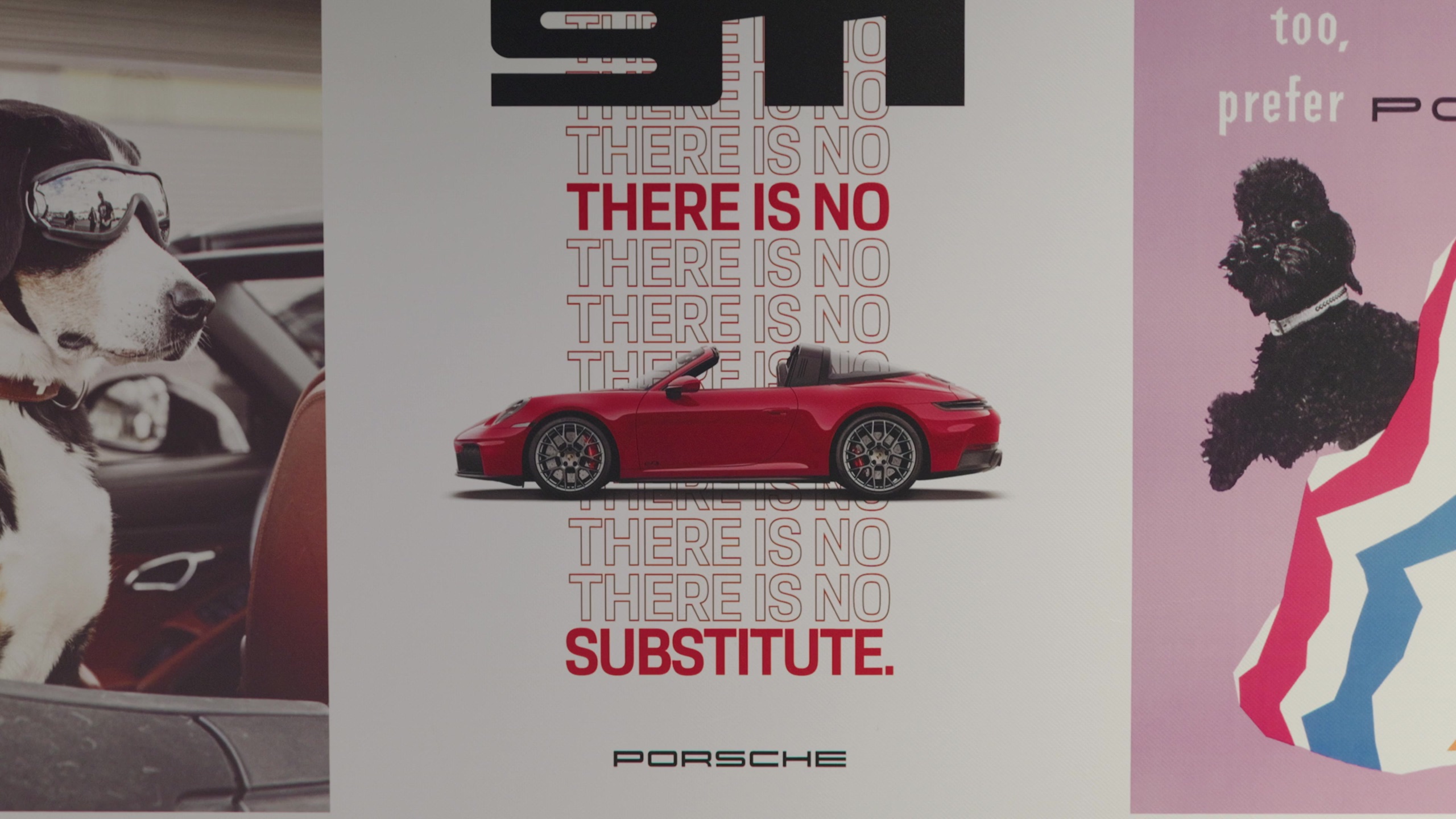 Series of Porsche posters reading There is no substitute