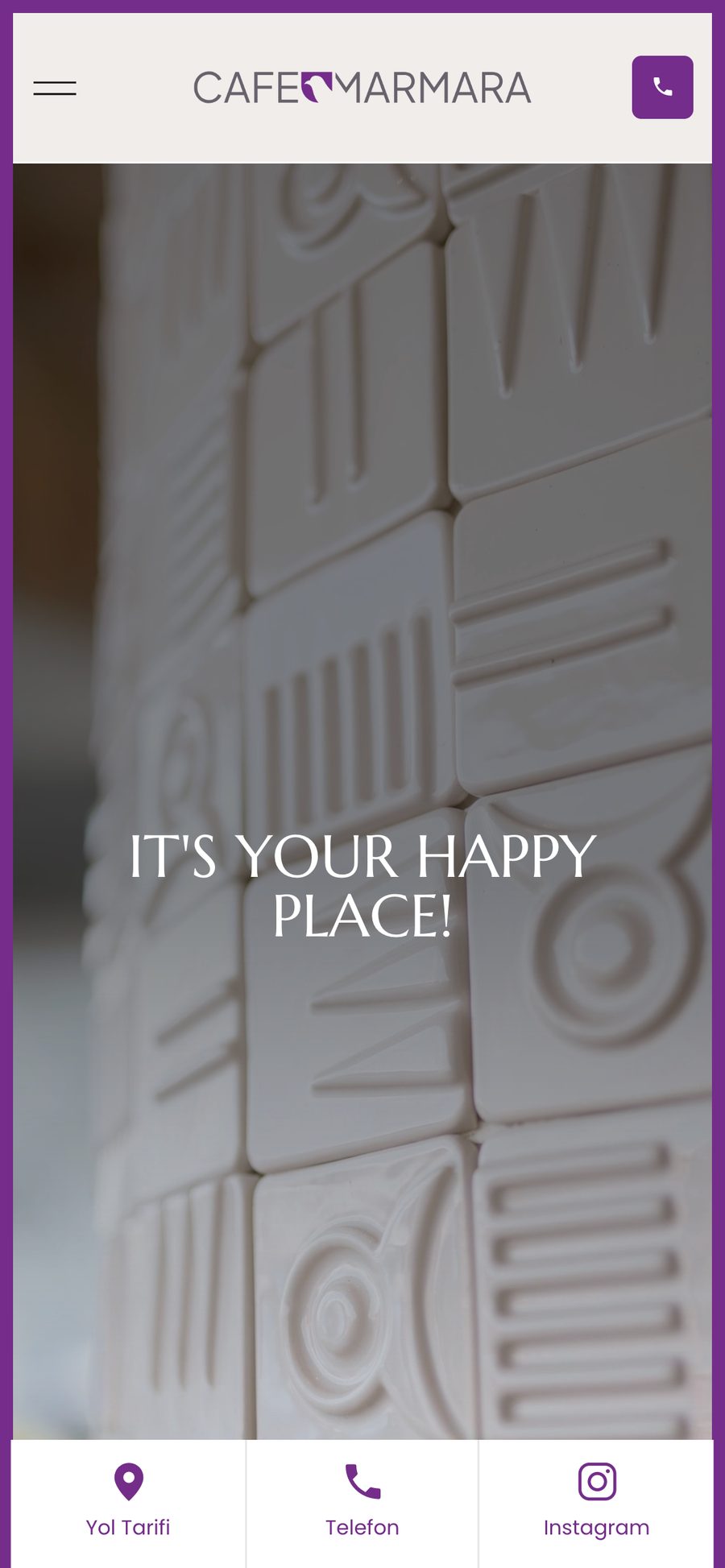 Cafe Marmara website, mobile
