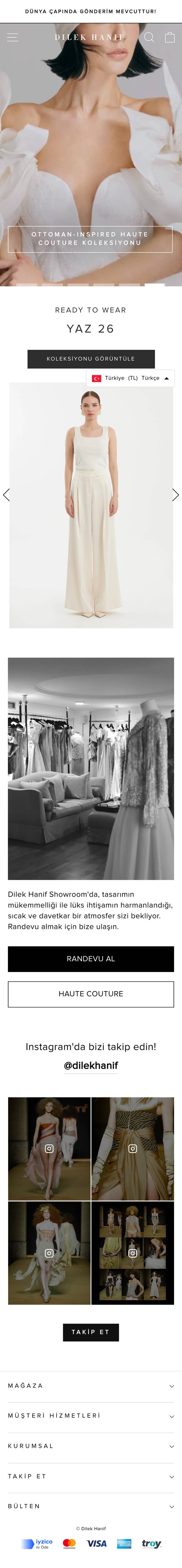Dilek Hanif website, mobile full page