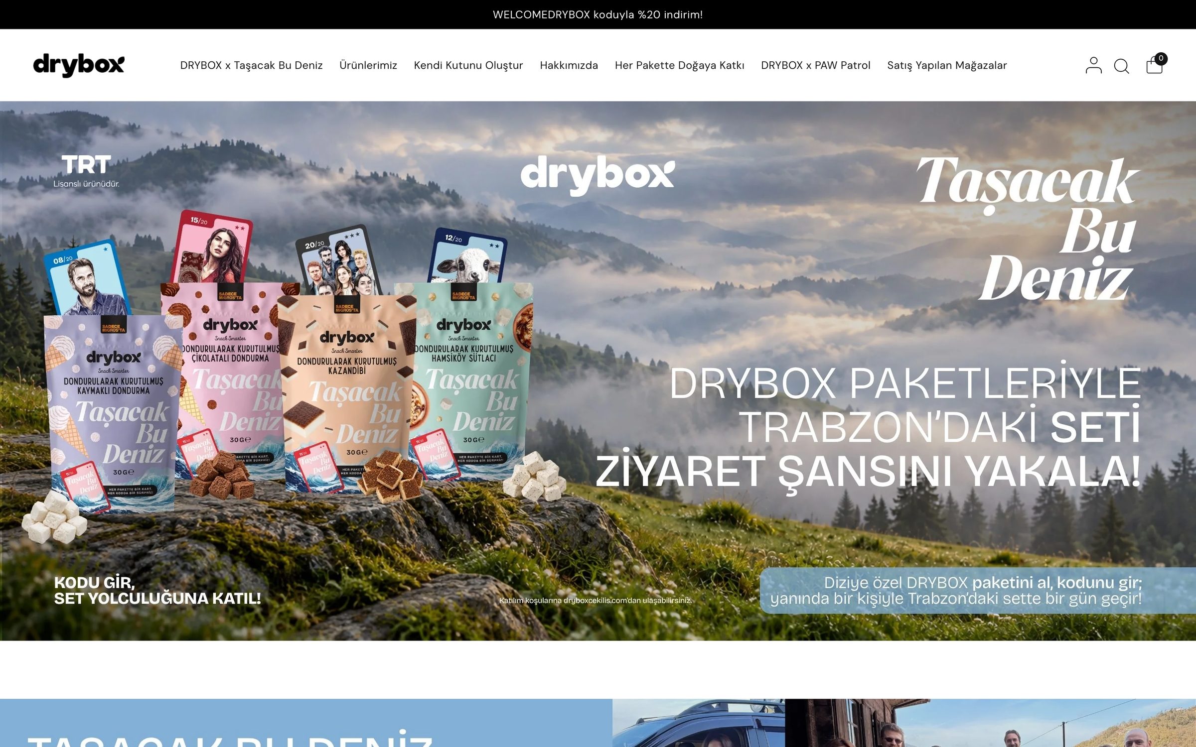 DRYBOX website, desktop