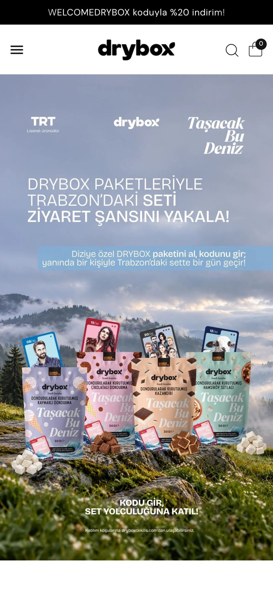 DRYBOX website, mobile