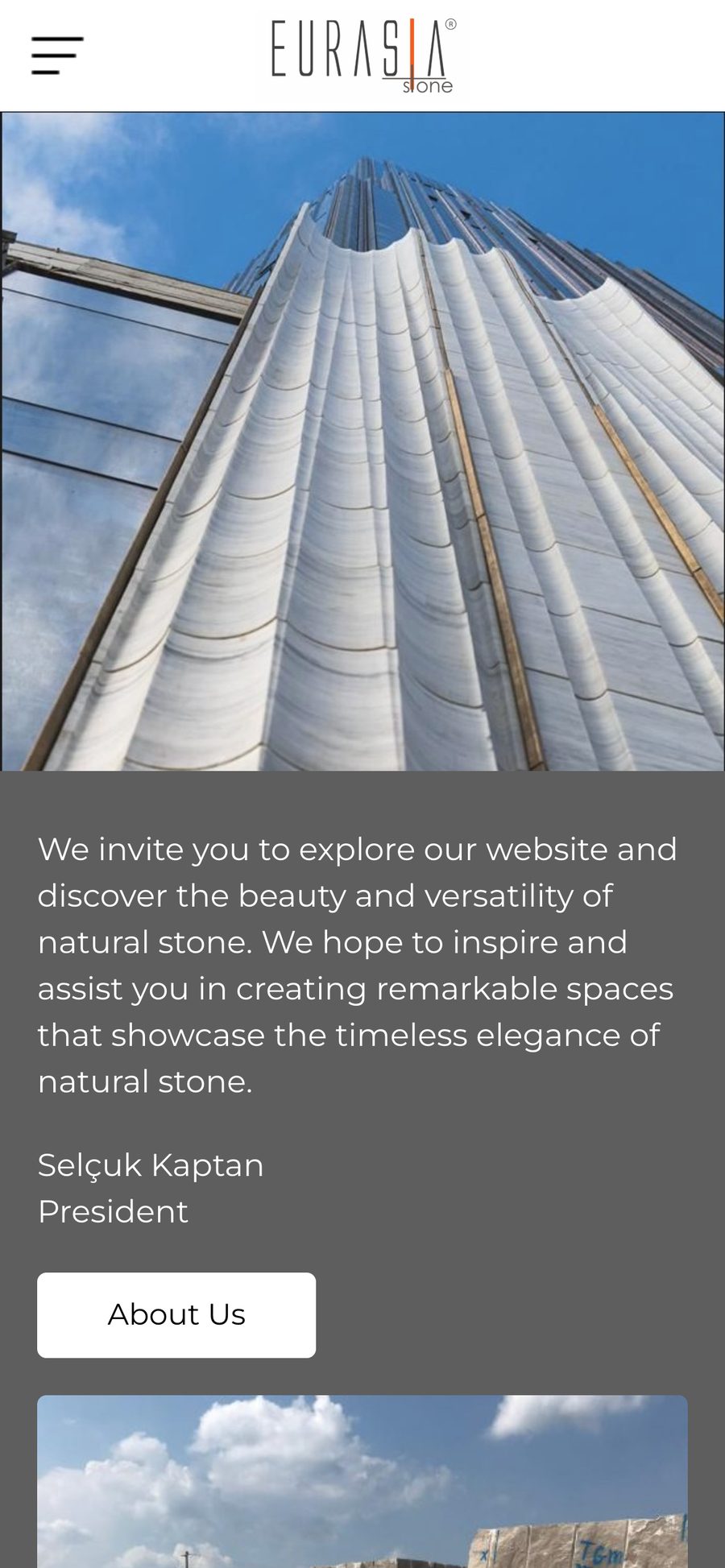 Eurasia Stone website, mobile