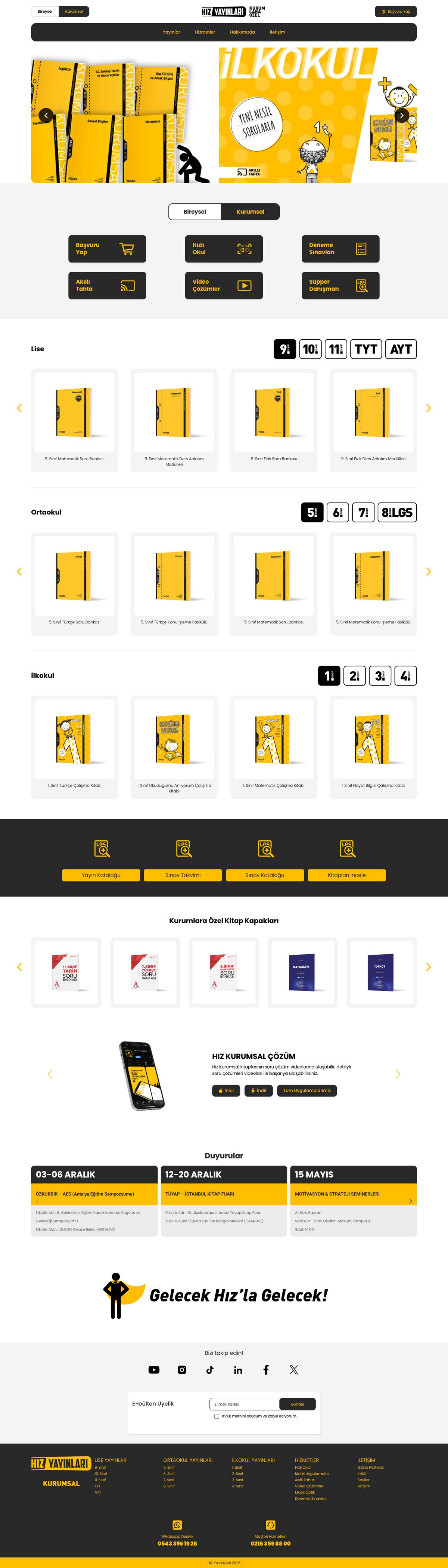 Hız Yayınları Kurumsal website, full page
