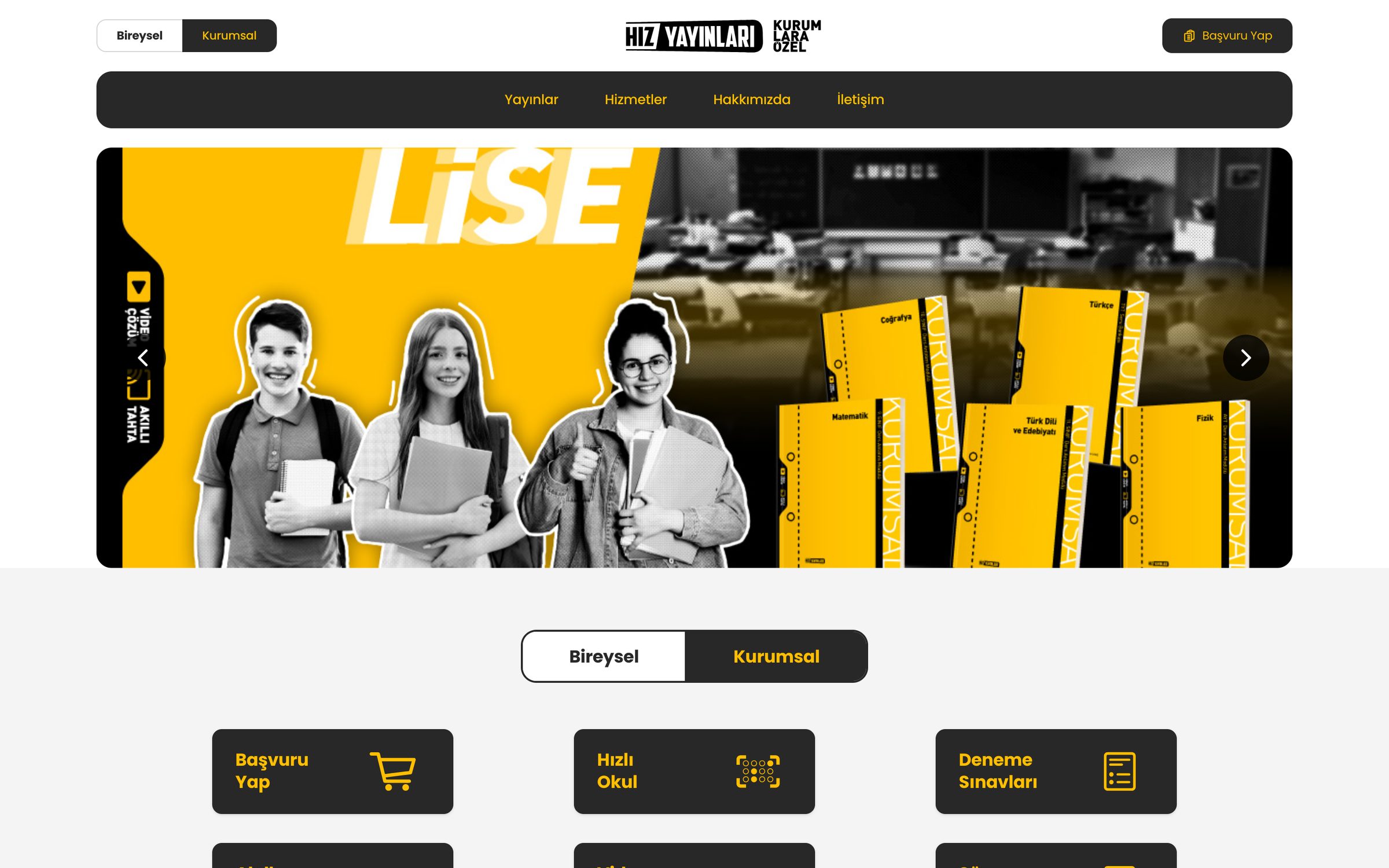 Hız Yayınları Kurumsal website, desktop
