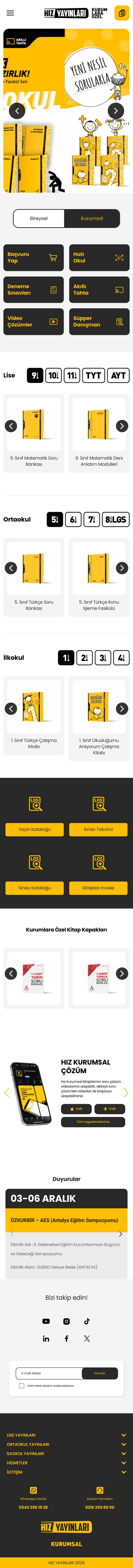 Hız Yayınları Kurumsal website, mobile full page