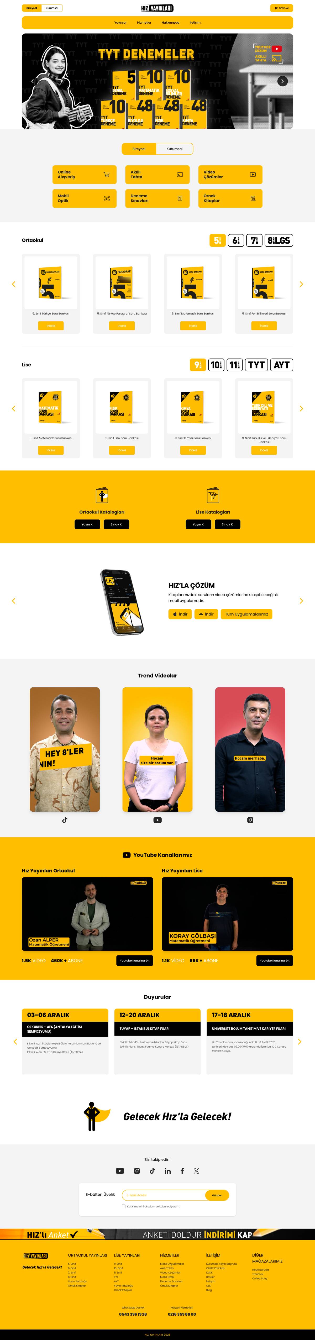 Hız Yayınları website, full page