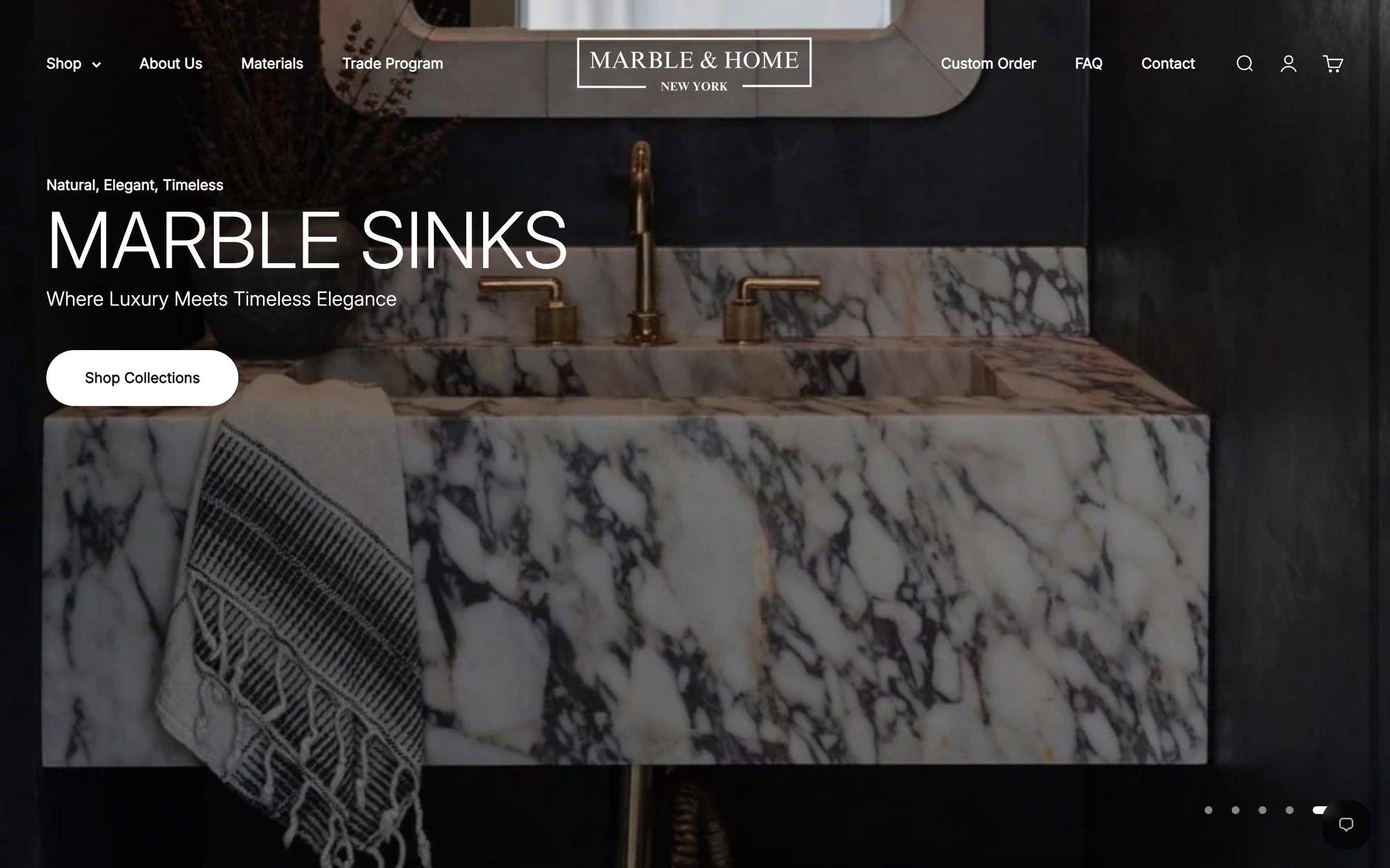 Marble and Home website, desktop