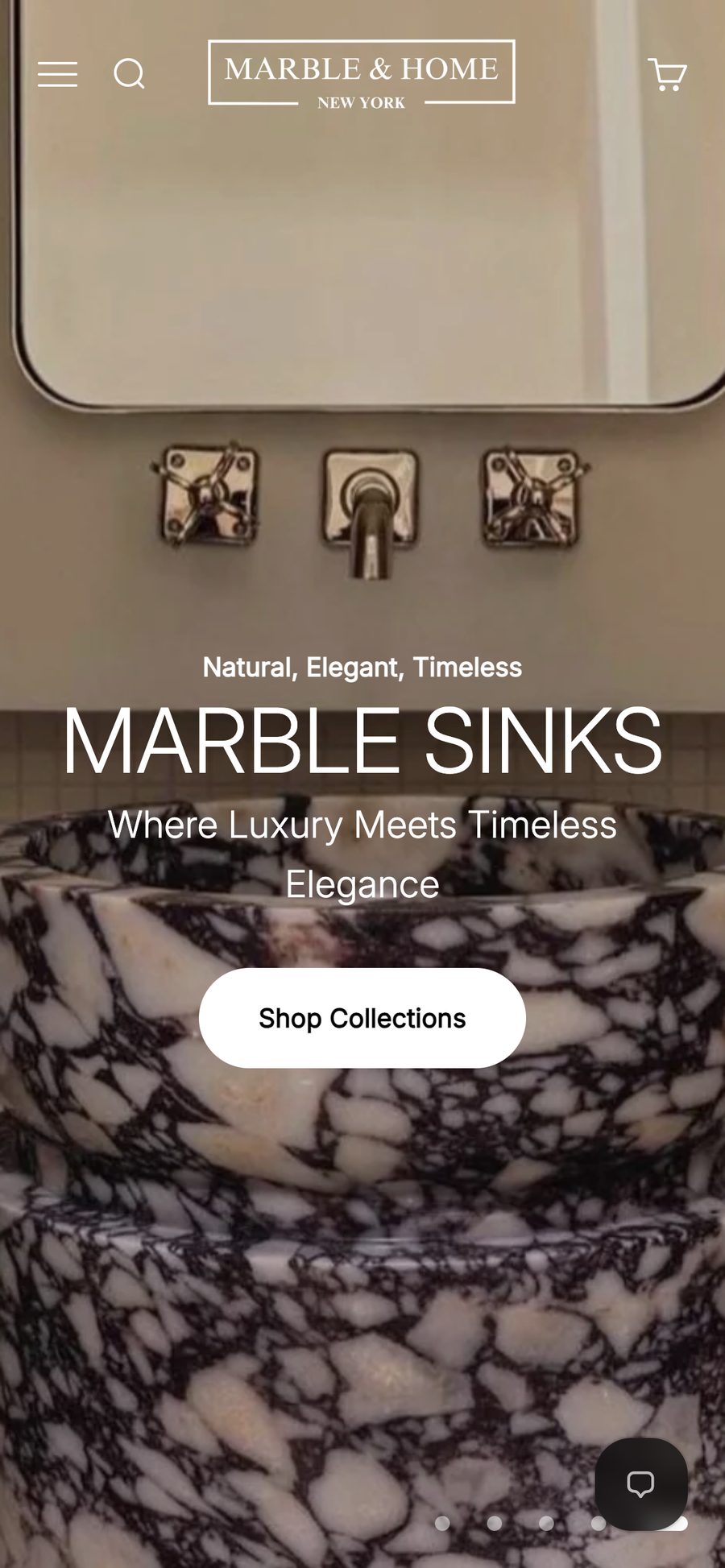 Marble and Home website, mobile