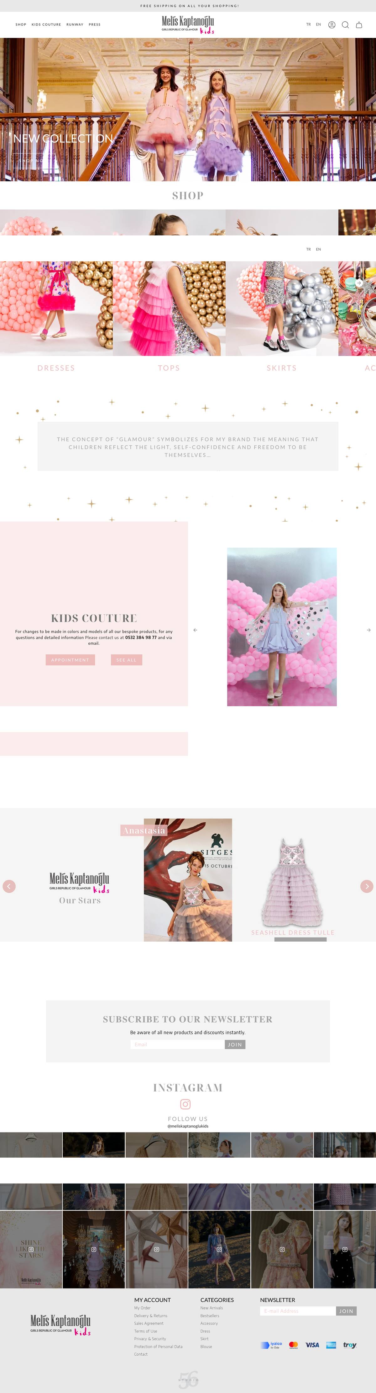 Melis Kaptanoğlu Kids website, full page