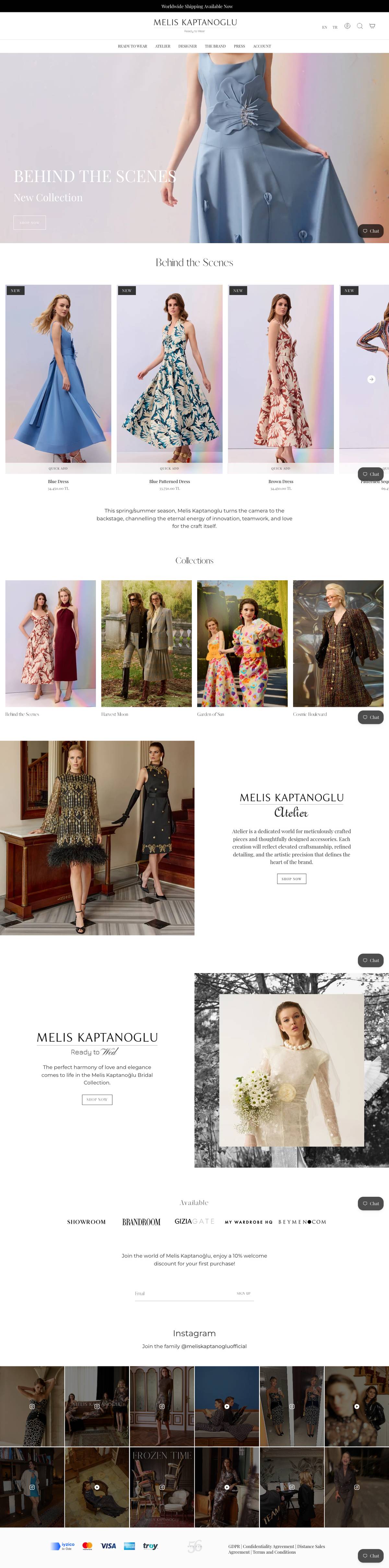 Melis Kaptanoğlu website, full page