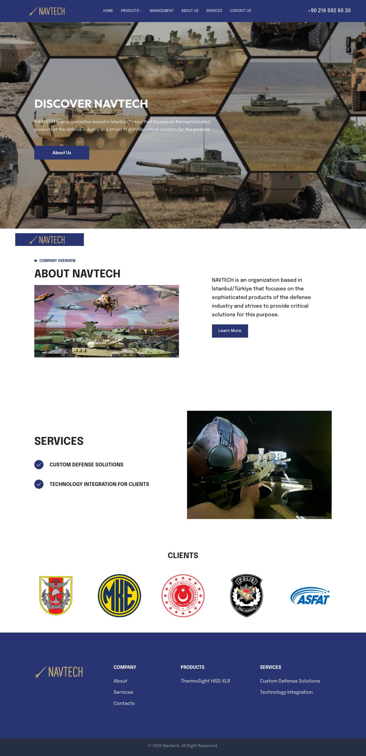 Navtech website, full page