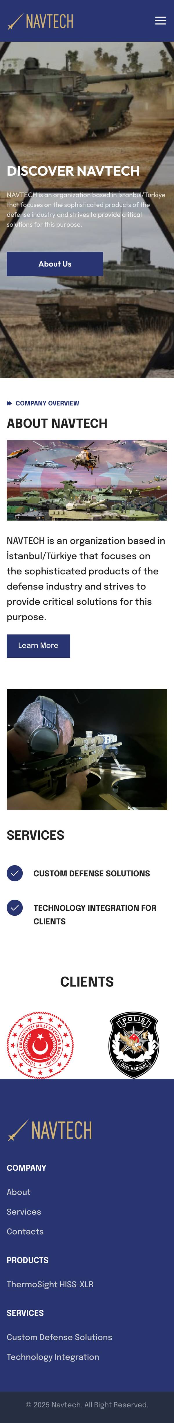 Navtech website, mobile full page