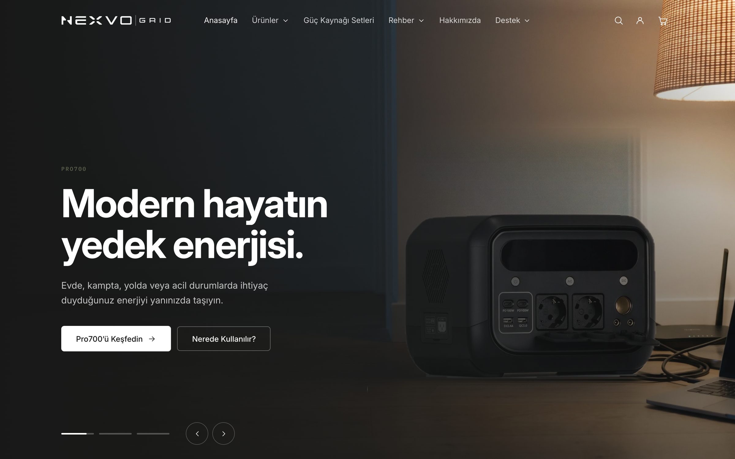 NexvoGrid website, desktop