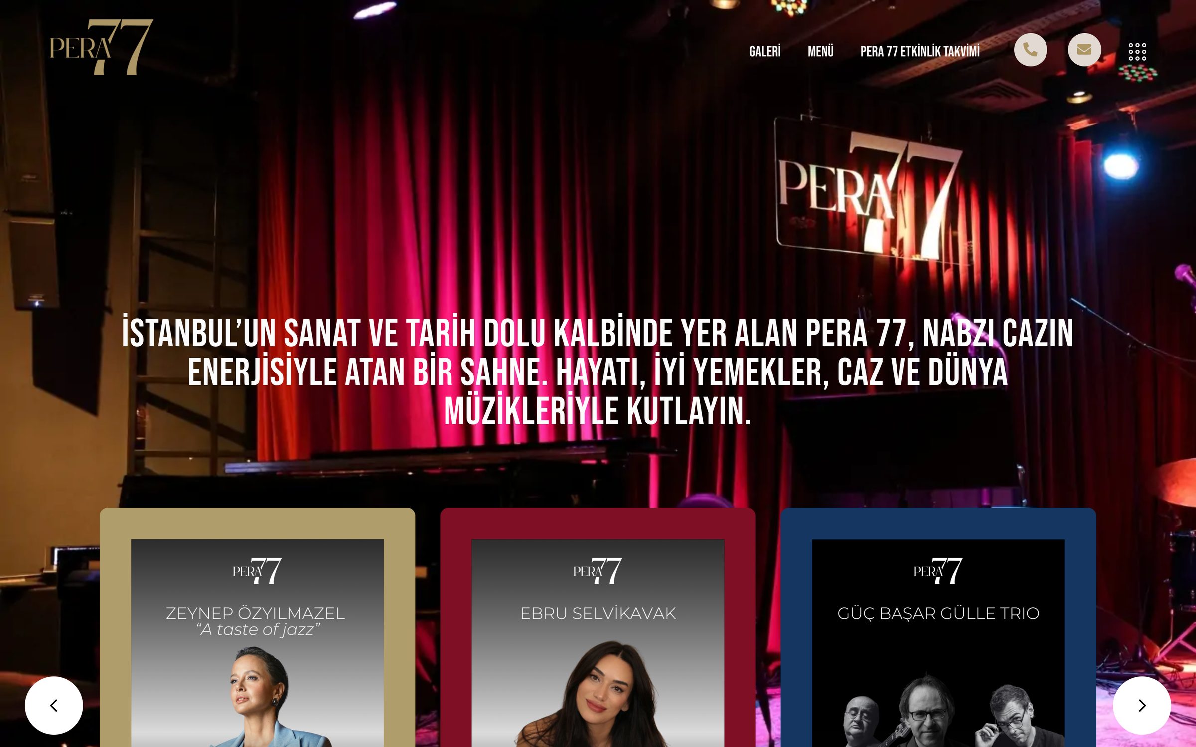 Pera 77 website, desktop