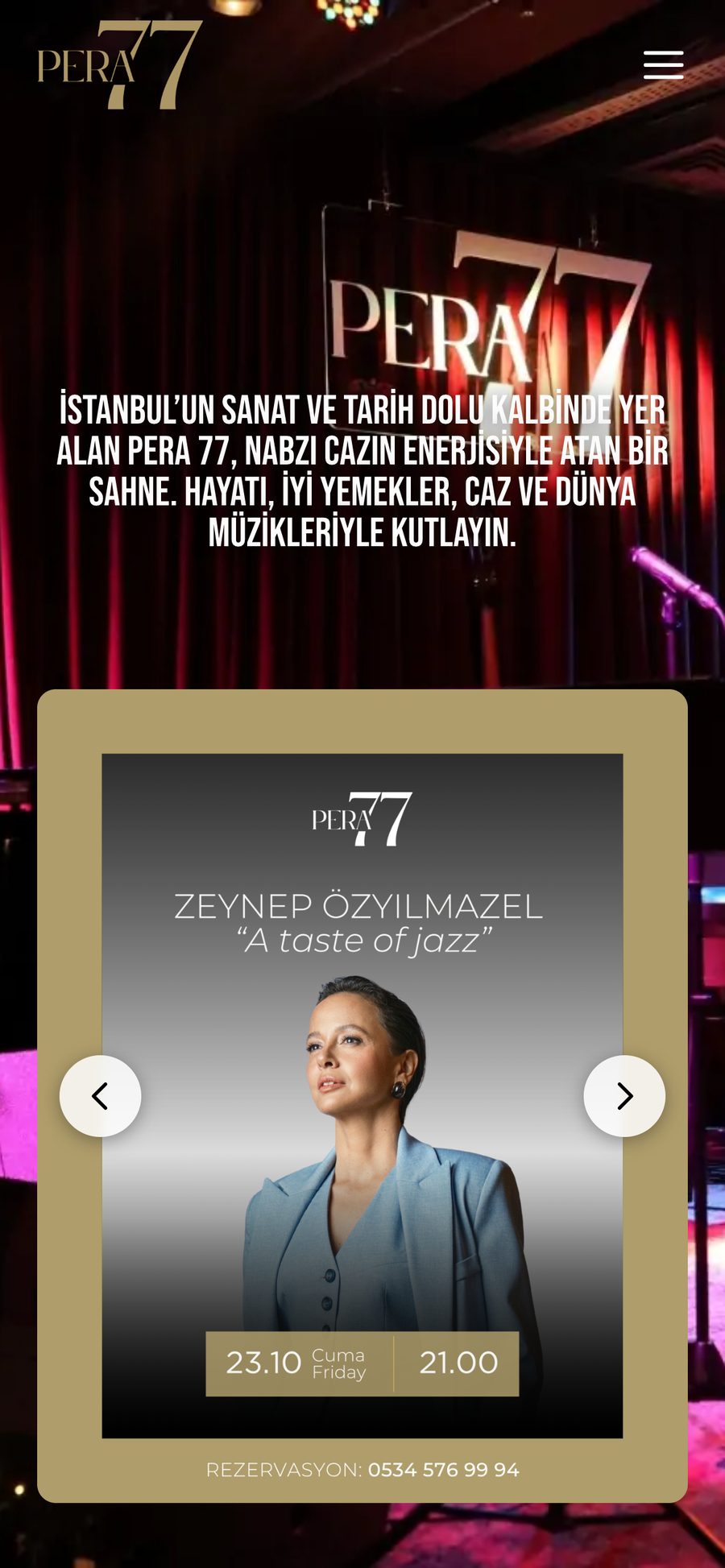 Pera 77 website, mobile