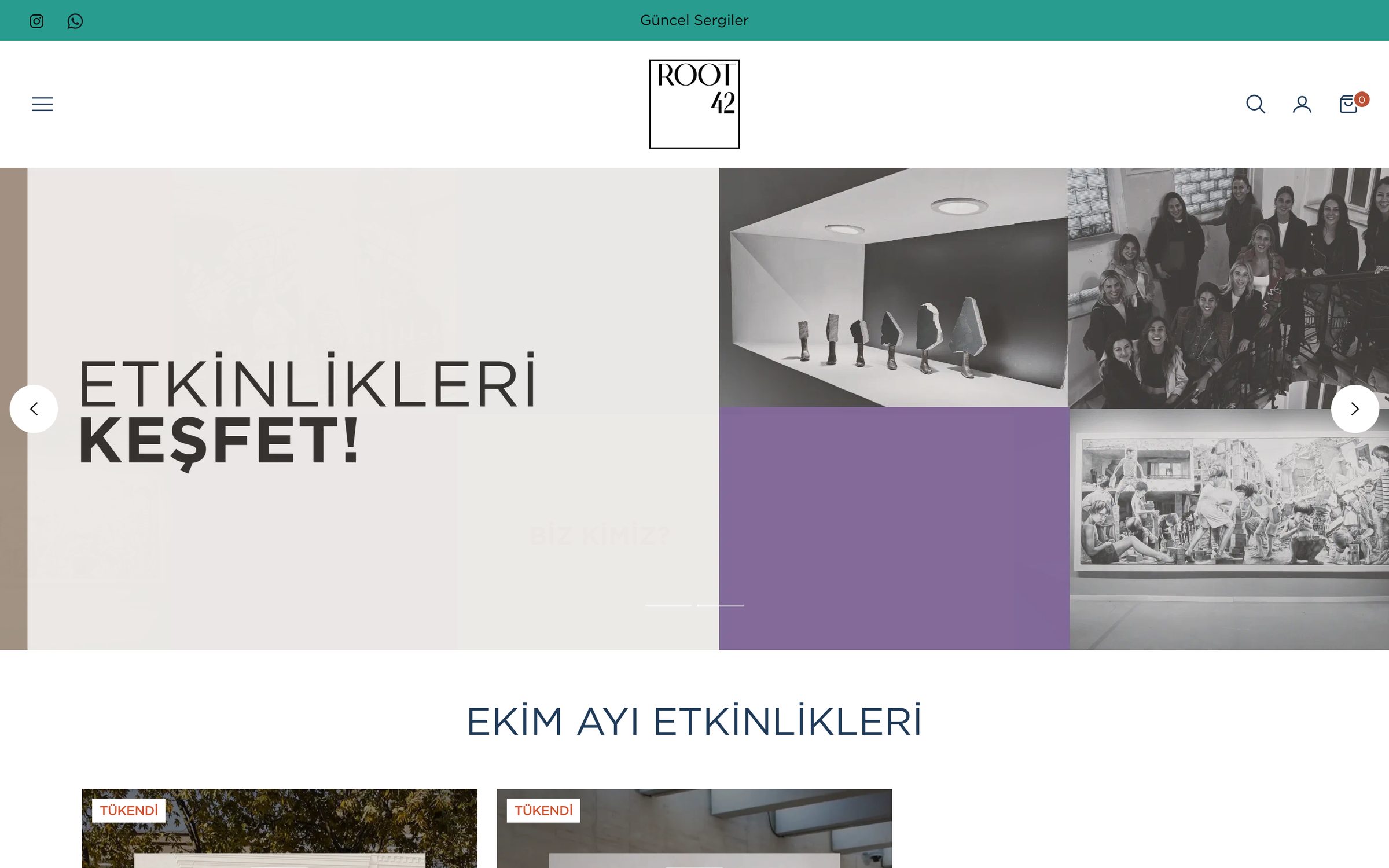 Root 42 website, desktop