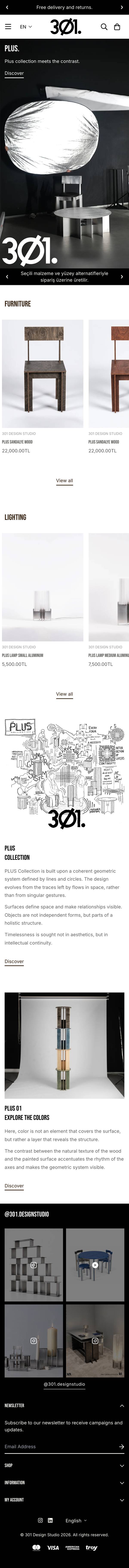 301 Design Studio website, mobile full page
