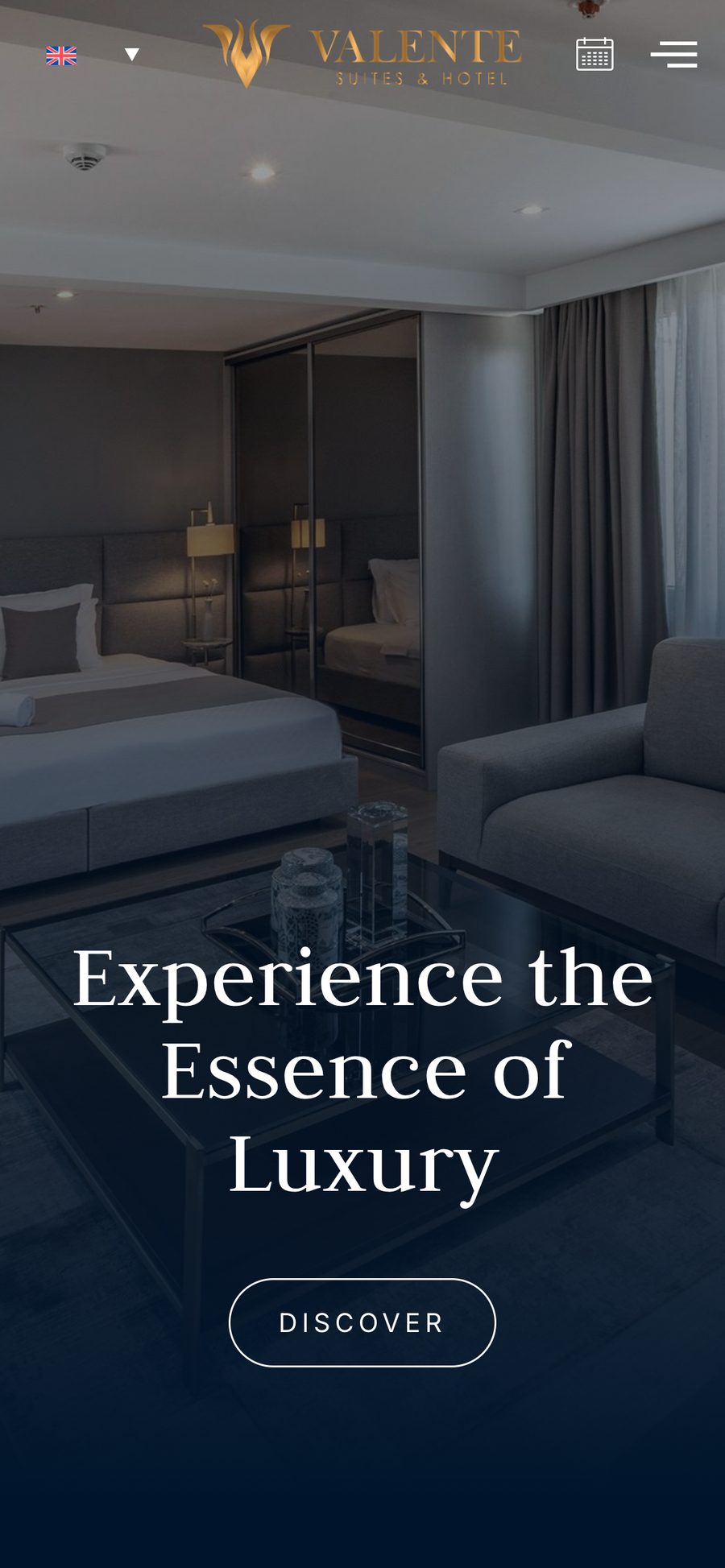 Valente Suites & Hotel website, mobile